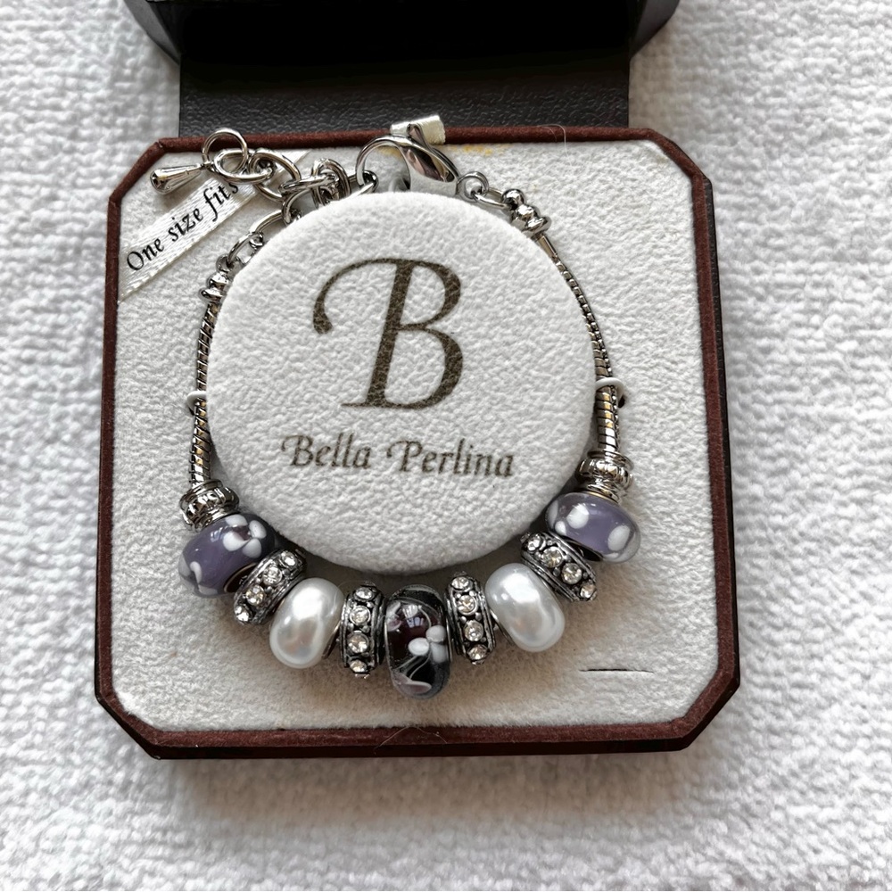 BNIB BELLA PERLINA - #2 PURPLE STERLING SILVER BEAD BRACELET